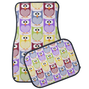 Cute Owls, Owl Pattern, Baby Owls, Colorful Owls Car Floor Mat