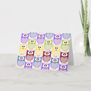 Cute Owls, Owl Pattern, Baby Owls, Colorful Owls Card