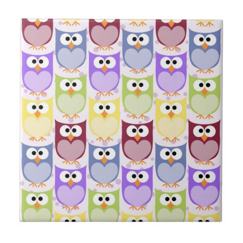 Cute Owls Owl Pattern Baby Owls Colorful Owls Ceramic Tile