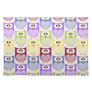 Cute Owls, Owl Pattern, Baby Owls, Colorful Owls Cloth Placemat