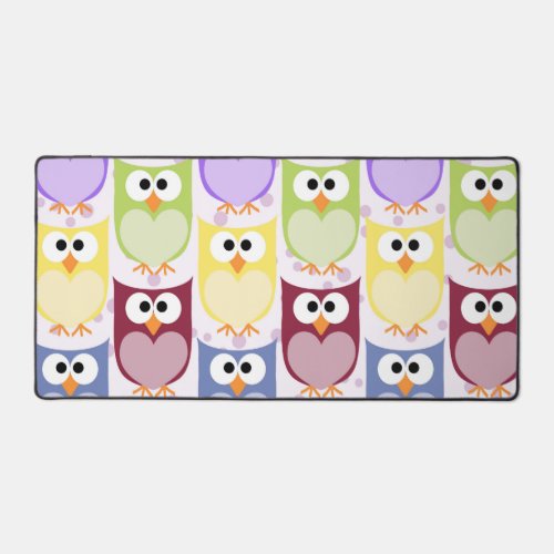 Cute Owls, Owl Pattern, Baby Owls, Colorful Owls Desk Mat