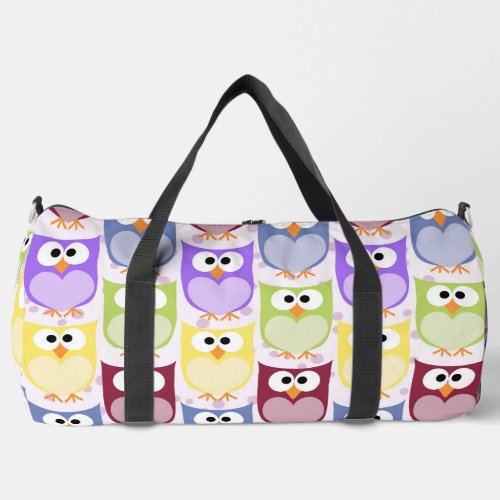 Cute Owls Owl Pattern Baby Owls Colorful Owls Duffle Bag