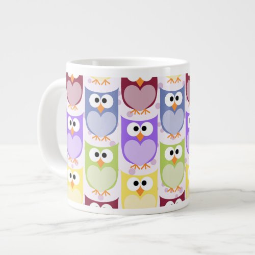 Cute Owls Owl Pattern Baby Owls Colorful Owls Giant Coffee Mug