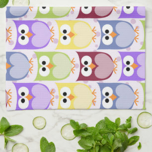Cute Owls, Owl Pattern, Baby Owls, Colorful Owls Kitchen Towel