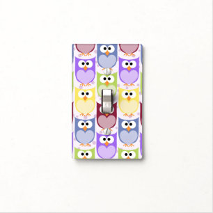 Cute Owls, Owl Pattern, Baby Owls, Colorful Owls Light Switch Cover