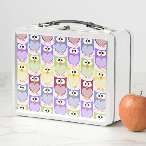 Cute Owls Owl Pattern Baby Owls Colorful Owls Metal Lunch Box