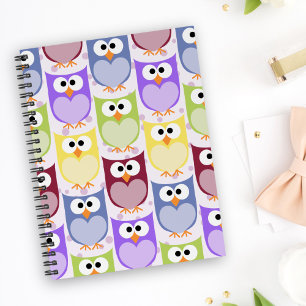 Cute Owls, Owl Pattern, Baby Owls, Colorful Owls Notebook