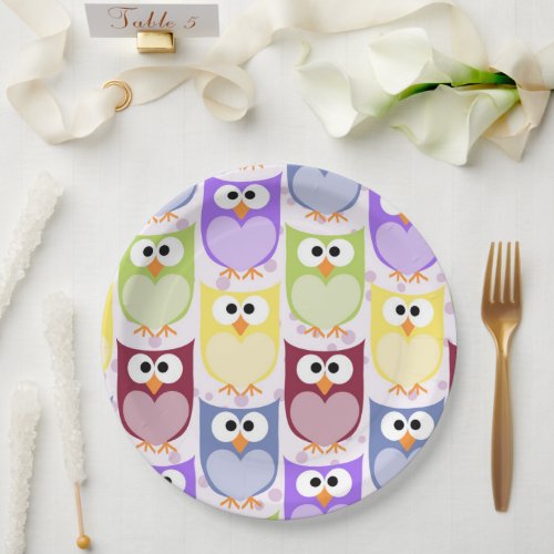 Cute Owls Owl Pattern Baby Owls Colorful Owls Paper Plates