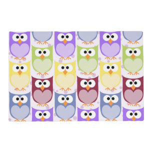 Cute Owls, Owl Pattern, Baby Owls, Colorful Owls Placemat