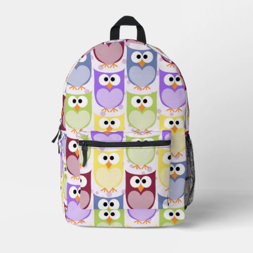 Cute Owls Owl Pattern Baby Owls Colorful Owls Printed Backpack