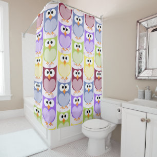 Cute Owls, Owl Pattern, Baby Owls, Colorful Owls Shower Curtain