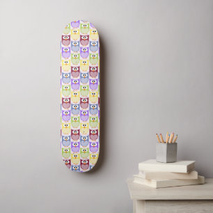 Cute Owls, Owl Pattern, Baby Owls, Colorful Owls Skateboard