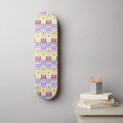 Cute Owls Owl Pattern Baby Owls Colorful Owls Skateboard