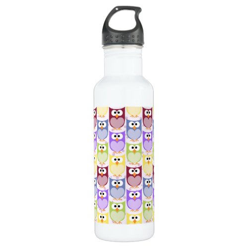 Cute Owls Owl Pattern Baby Owls Colorful Owls Stainless Steel Water Bottle