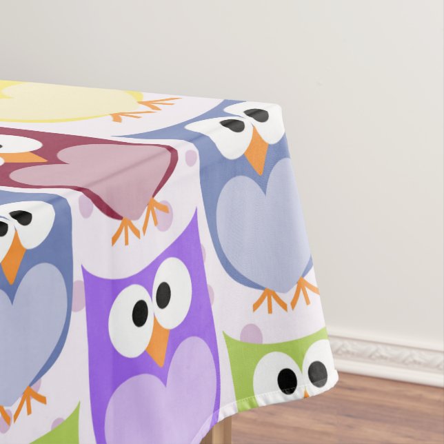 Cute Owls, Owl Pattern, Baby Owls, Colorful Owls Tablecloth (In Situ)