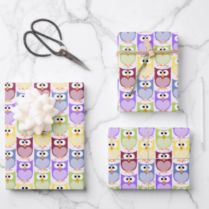 Cute Owls, Owl Pattern, Baby Owls, Colorful Owls Wrapping Paper Sheets