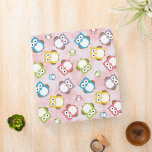 Cute Owls, Owl Pattern, Colorful Owls, Baby Owls 3 Ring Binder