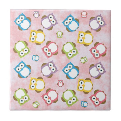 Cute Owls Owl Pattern Colorful Owls Baby Owls Ceramic Tile