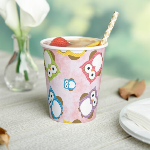 Cute Owls Owl Pattern Colorful Owls Baby Owls Paper Cups