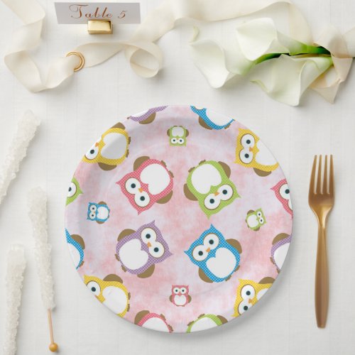 Cute Owls Owl Pattern Colorful Owls Baby Owls Paper Plates