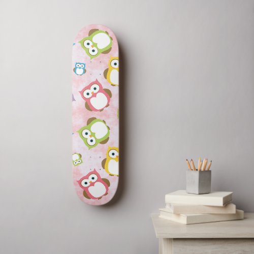 Cute Owls Owl Pattern Colorful Owls Baby Owls Skateboard