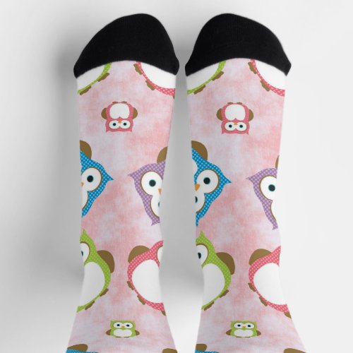 Cute Owls Owl Pattern Colorful Owls Baby Owls Socks