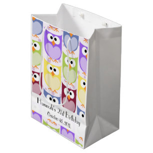 Cute Owls, Owl Pattern, Colorful Owls, Birthday Medium Gift Bag