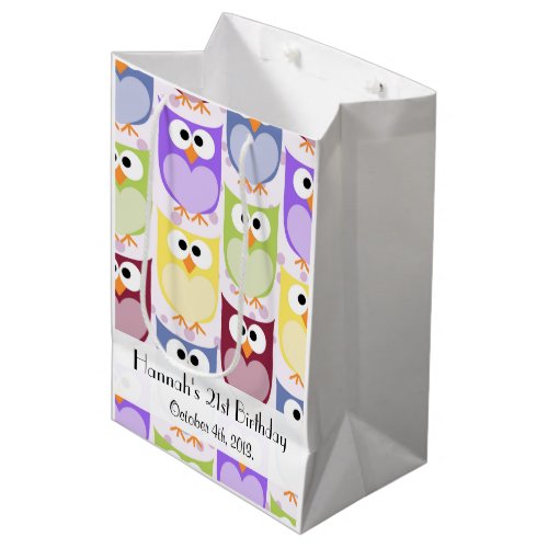 Cute Owls Owl Pattern Colorful Owls Birthday Medium Gift Bag