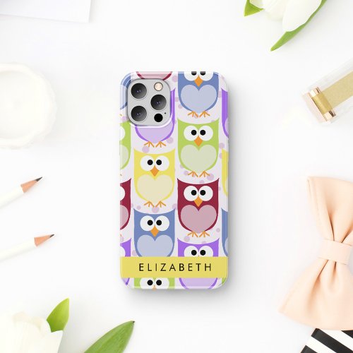 Cute Owls Owl Pattern Colorful Owls Your Name iPhone 12 Pro Case