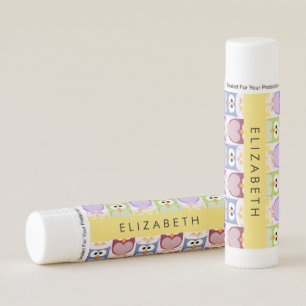 Cute Owls, Owl Pattern, Colorful Owls, Your Name Lip Balm