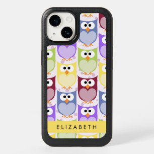 Cute Owls, Owl Pattern, Colorful Owls, Your Name OtterBox iPhone 14 Case
