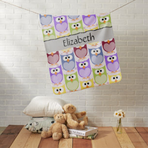 Cute Owls, Owl Pattern, Colorful Owls, Your Name Receiving Blanket