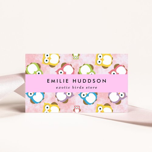 Cute Owls Owl Pattern Pet Shop Bird Store Business Card
