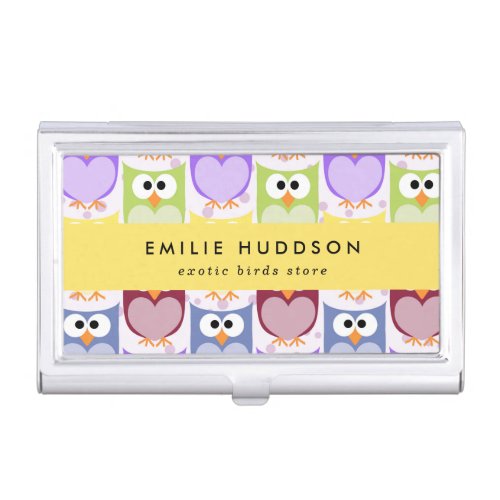 Cute Owls Owl Pattern Pet Shop Bird Store Business Card Case