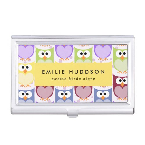 Cute Owls Owl Pattern Pet Shop Bird Store Business Card Case