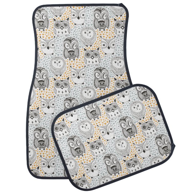Cute Owls Pattern car floor mats (Set)