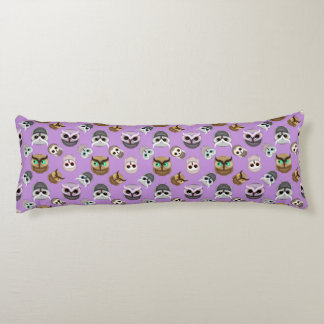 Cute Owls Pattern on Purple Background Body Pillow