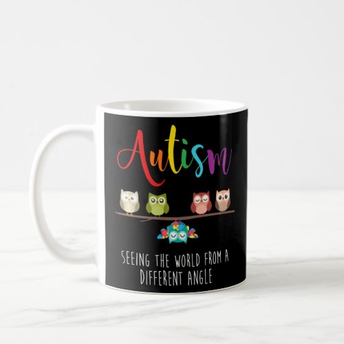 Cute Owls Puzzle Pieces Autistic Kids Autism Aware Coffee Mug