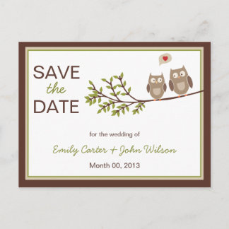 Cute Owls Save the Date Postcard