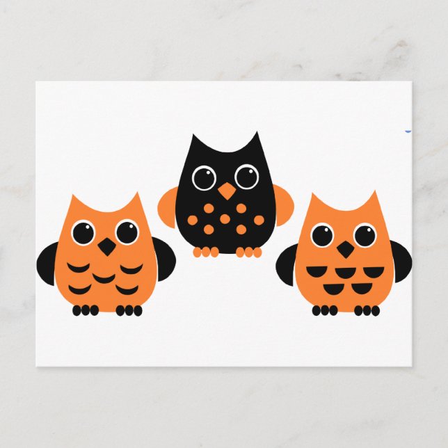 Cute Owls say BOO! Postcard (Front)