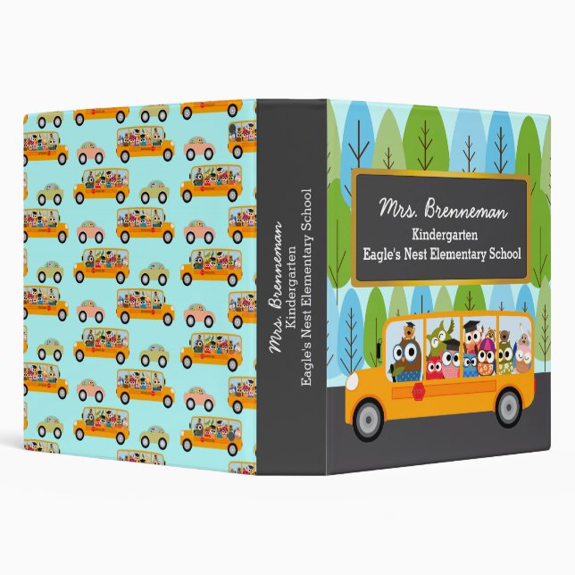 Cute Owls School Bus Binder (Background)