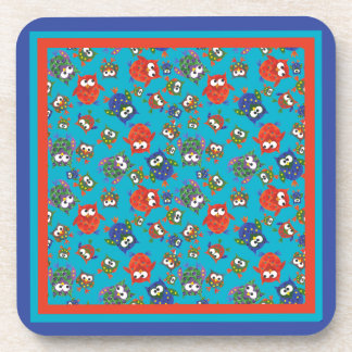 Cute Owls Set of Square Cork-backed Coasters