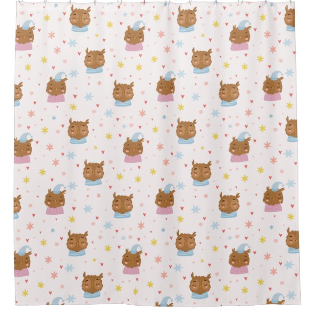 Cute Owls Shower Curtain (Front)