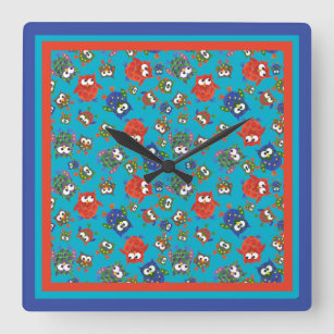 Cute Owls Square Wall Clock, Red, Blue, Green Square Wall Clock