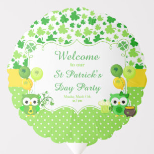 Cute Owls St Patrick's Day Party Balloon