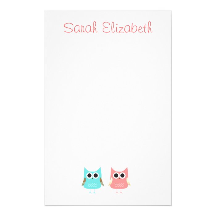 Cute Owls Stationery Design