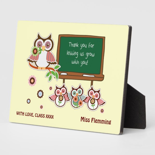 Cute Owls Teacher Appreciation Custom Gift  Plaque (Side)