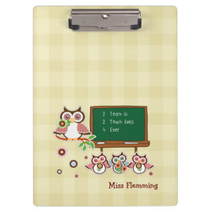 Cute Owls Teacher Appreciation Custom Name Gift  Clipboard