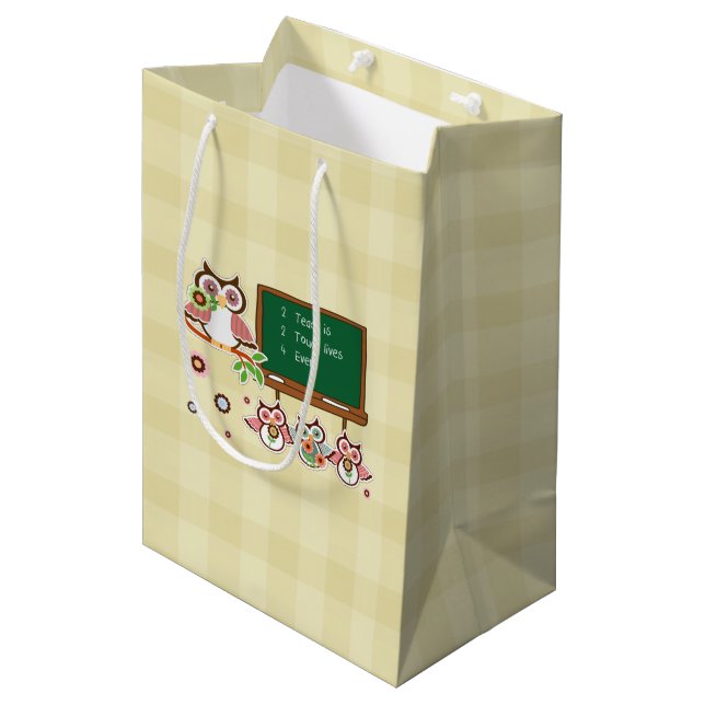 Cute Owls Teacher Appreciation  Medium Gift Bag (Front Angled)