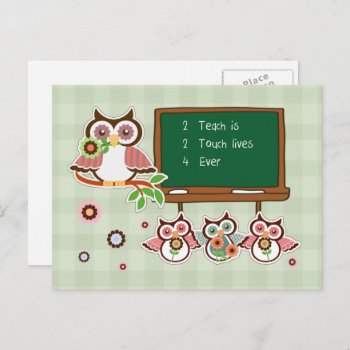 Cute Owls Teacher Appreciation  Postcard by artofmairin at Zazzle